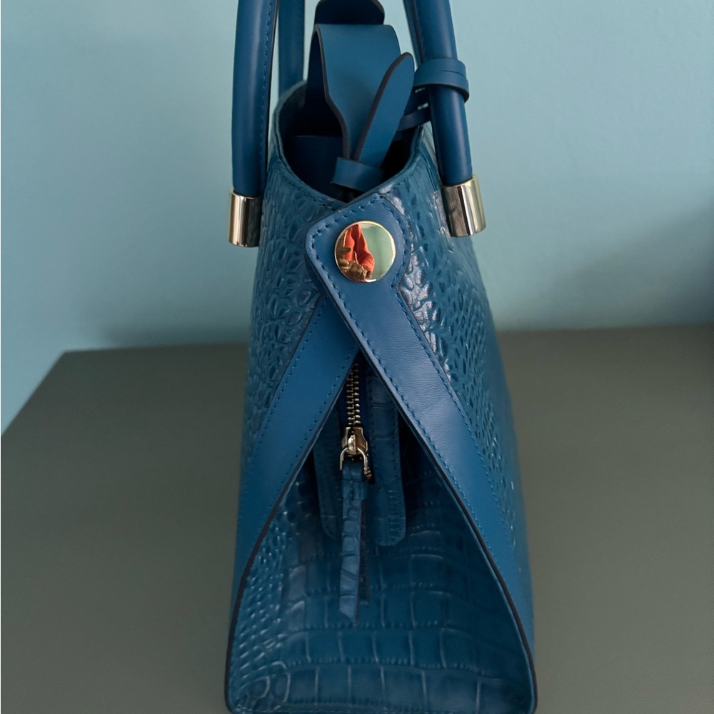 NWOT Women's Radley London Faux Croc Bag Medium Sky Blue/Gold hardware - Picture 2 of 9